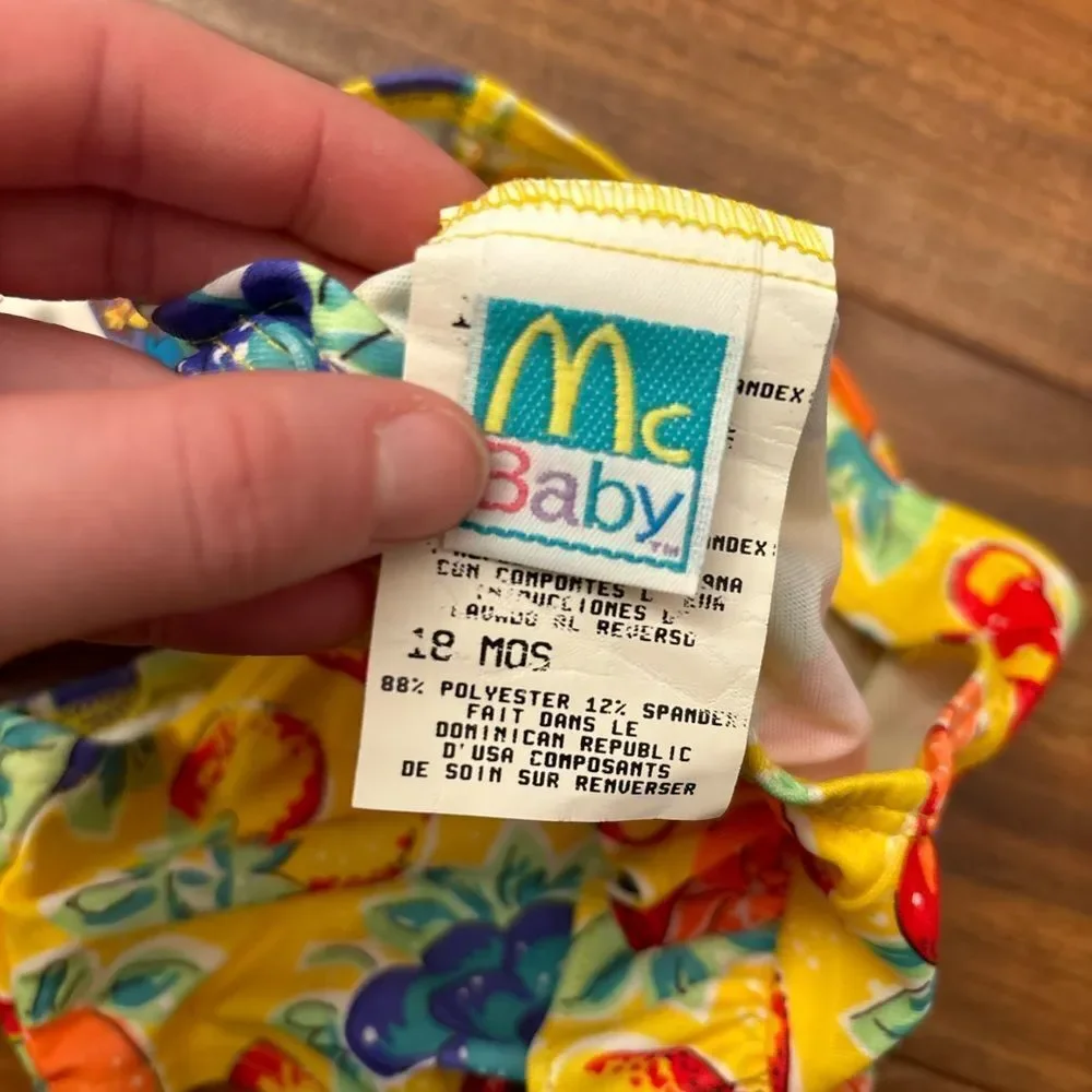 McBaby vintage McDonalds yellow fruit one piece bathing suit NWT